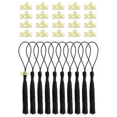 태슬 소형 키체인 만들기 졸업식 열쇠고리 귀걸이 주얼리 제작 결혼식 기념품 선물 태그 DIY 공예 프로젝트 블랙 앤 골드 20PCS 미니 실키 핸드북마크 2024 년 매력 포함, Black & Gold