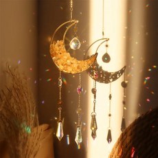 달 모양의 크리스탈 썬캐쳐 자동차 펜던트 매직 레인보우 벽걸이 장식 판타지, 1. 1pc yellow
