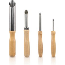 4피스 스테인리스 스틸 목재 원형 클레이 홀 커터 빨대 펀처 핸들 클레이 도구 레모네이드 컵 뚜껑 홀 펀처 빨대 드릴 조각용