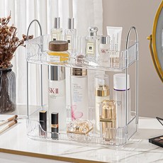 데코트리 아크릴 선반 화장품 정리대, 화이트, 1개, 2단