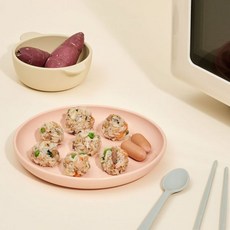 실리만 크림 어린이 실리콘 접시 유아식기 간식 접시 그릇 식기 트레이, 크림피치, 1개