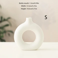 라이트 럭셔리 화이트 도넛 꽃병 거실 연구 침실 카페 호텔 휴가 집 현대 간단한 스타일 장식 예술 커피 테, 03 S