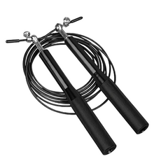 LEZER 140克加重款跳繩 鋁合金握把 耐磨PVC包覆鋼絲, 黑色, 1個