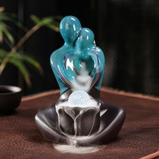 陶瓷倒流香薰爐工藝品擺件創意歐美骷情侶情人節檀香倒流香爐, A1款情侶LED燈