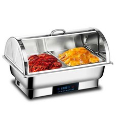 푸드 워머기 업소용 레스토랑 연회장 투명 커버 온열, PC클램셸 이중칸 13.5L