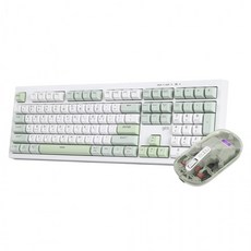 지클릭커 오피스프로 사일런스 M 무소음 무선 블루투스 108 키보드 마우스 세트, 일반형, 그린위치, WMK80