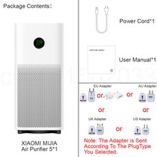 XIAOMI MIJIA 공기청정기 5 가정 알레르기용 침실의 애완동물 털 최대 28-4, 미국, 하얀색