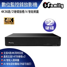 i-family 4K 36路 支援雙硬碟 智能辨識 數位監控錄放影機