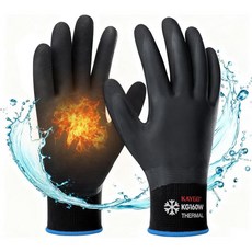 남녀용 KAYGO 방수 작업용 장갑 정원용 고무 코팅 미끄럼 방지 야외 건설용 KG150 블랙, Medium (Pack of 3), Black-thermal