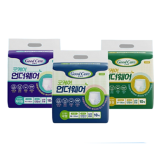 성인용 팬티기저귀 굿케어 언더웨어 남녀공용, 2세트, 10개입, 중형