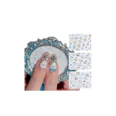 치이 네일 스티커 귀여운 캐릭터 하치와레 토끼 부조 레리프 매니큐어 네일 아트 캐릭터 네일 디자인 멋스러움 네일 데코 DIY 데코레이션 (세트 A 3장 (MO185+186+187