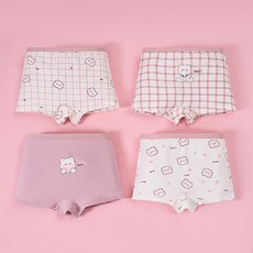 4종 세트 워더미 여아용 순면 키치 사각 아동 팬티 C3016