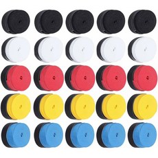 스쿼시그립 핸들 손잡이 25PCS 테니스 라켓 오버그립 테이프 그립 랩 고흡수성 땀 미끄럼 방지 PU 소재 배드민턴 스쿼시 낚싯대용, Mixed Color