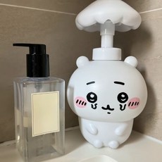 먼작귀 치이카와 버섯 머리 욕실 디스펜서 손세정제 소독제 비누 공병 여행용 인테리어 장식, 치이카와 손세정제 공병