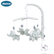 Aipinai 嬰兒音樂床鈴, 灰色大象牀鈴 發條八音盒 彩盒:如圖, 1個