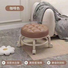 萬向輪矮凳 軟座換鞋凳 帶娃神器, 萬向輪小凳子 加厚咖色 PP框架, 咖色