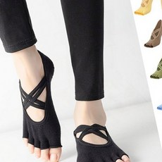 요가양말 여성용 필라테스 스트랩 논슬립 발가락 양말 운동용 삭스 매트, 1개, 블랙_FREE