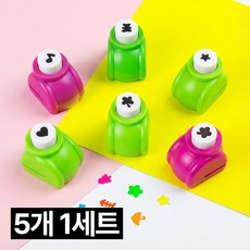 디심플 미니 모양 펀칭기 모양펀치, 5개, 음표+네잎클로버+하트+별+곰돌이