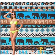 HIHOHO 해변 담요 방수 모래 방지 매트 1-8세 성인용 빠른 건조 내구성 있는 야외 피크닉 매트 축제 여행 캠핑 하이킹용 기울기-BL & W 200.9cm x 2, 6'11" x 6'7", Elephant-gn