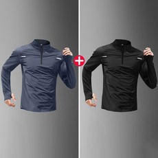 1+1 남성 반집업 아웃도어 티셔츠 봄가을 캐주얼 하이넥 트레이닝 긴팔티 루즈핏 속건성 등산 상의 WMY