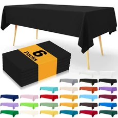 Homaxy 일회용 테이블 천으로 장식 54X108inch 야외 파티 저녁 직사각형 식탁보 완벽방수 플라스틱 커버, 01 CHINA, 02 54x108inch-1pcs, 09 Black