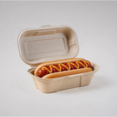 더착한팩 일체형 펄프 핫도그케이스 크라프트 216x127x74mm, 1개, 50개