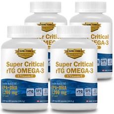 뉴트리파워 고함량 초임계 알티지 오메가3 고순도 1360mg 180캡슐, 180정, 4개