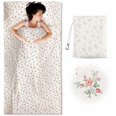 침낭 라이너 100% 면 여성용 성인용 218.4 x 104.4cm(86 41인치) 목가적인 꽃무늬 시트 및 캠핑 배낭여행 호텔 여행 편안하고 쉬운 관리 지퍼가 달린 보관용 가