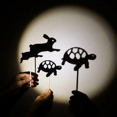 그림자 놀이 극장 동화 실내 유치원 교구 역할 백설공주 이야기 키트 BB0394, 토끼와 거북이
