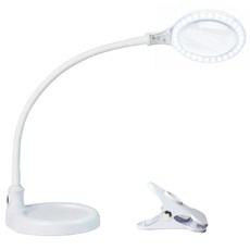 Brightech LightView Pro Flex 2 in 1 확대 책상 램프 1.75x 조명 돋보기 공예 독서 근접 작업을 위한 조명이 있는 조절 가능한 돋보기, 3 Diopter (1.75x), 화이트