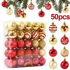 聖誕球裝飾 50個裝 4cm, 紅金配--金色雪花,4CM, 1個