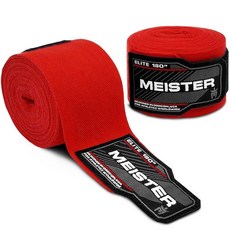 Meister Elite 457.2cm(180인치) 프리미엄 성인용 핸드 랩 MMA 및 복싱용 (쌍) - 빈티지 아이보리, Blood Red, 1개
