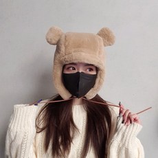 NOIX DE COCO 小熊造型毛絨護耳綁帶帽