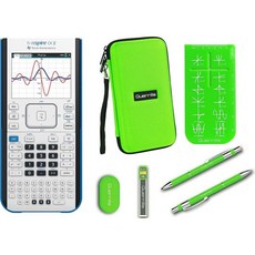 텍사스 인스트루먼트 Ti Nspire CX II 그래프 계산기 + 게릴라 지퍼 케이스 필수 액세서리 키트 녹색