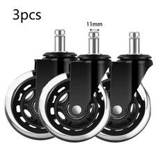 5PCS 사무실 의자 캐스터 바퀴 3 인치 회전 고무 교체 소프트 안전 롤러 가구 하드웨어, 3인치, 11mm