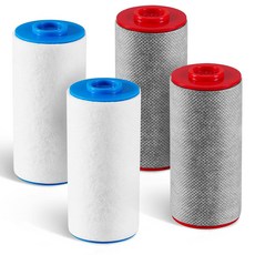 Weddell Duo 샤워 필터와 호환되는 교체 카트리지 풀 세트 불순물을 줄이기 위한 샤워 필터 카트리지 피부 및 모발을 위한 건강한 샤워 물 유지(1R+1B), 2R+2B