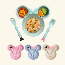 토비츠 귀여운 유아식기 스푼 포크 세트, 1개, 그린