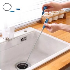 360도 회전식 스프링 배수구 하수구클리너 3M 와이어 세면대 변기 싱크대 뚫는기구, 블루