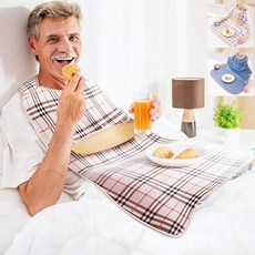 방수턱받이 성인 환자용 앞치마 어르신 노인 찍찍이 식사 턱받이, 방수턱받이 블루, 1개
