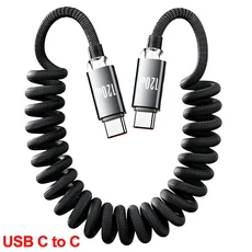 쿠쿠스토어 견고한 나일론 코일 B C 케이블 120W 고속 충전 데이터 A to 타입 접이식 (카플레이 미드롭 안, 1개, 02 2미터
