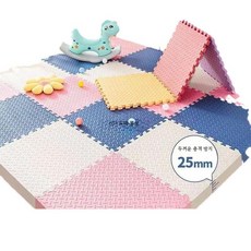 XPE 두꺼운 조립식 퍼즐 놀이방 매트 층간소음 방지 쿠션형 바닥 매트 거실 실내 안전 놀이 발달용, 6개, 핑크  퍼플  블루  옐로우 - 테두리 줄무늬 포함