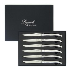 TopKnife 라귀올 스테이크 나이프 세트 - 매끄러운 가장자리 - 스테인리스 스틸 손잡이 - 6개 세트, TopKnife 라귀올 스테이크 나이프 세트 - 매끄러