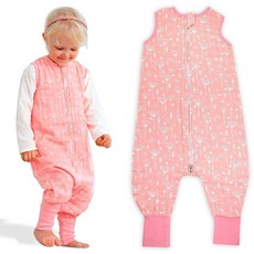 Bublo Baby 발이 있는 유아용 수면 주머니 - 3T-4T 웨어러블 담요 다리가 모슬린 침낭 0.5 TOG 로즈 핑크 125635