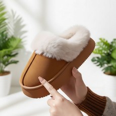 [따뜻하고 포근한] 겨울 여성 방한 키높이 스웨이드 털 퍼 슬리퍼 샌들 슈즈 신발 실내화