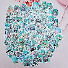 하츠네미쿠 스티커 100 다이어리 노트북 캐리어 꾸미기 미쿠 굿즈, 1개