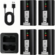 4개입 링 배터리 6040mAh 충전기 포함 비디오 도어벨 2343플러스 스틱 업 캠 스포트라이트 캠용 충전식 리튬이온 3.65V, 4개입 링 배터리 6040mAh 충전기 포함 비디오 도