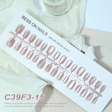 고양이 눈 효과 손톱에 누르기 수제 가짜 손톱 스티커 도구가있는 관 거짓 인공, 04 C39F3-15(XS-S-M), 1개