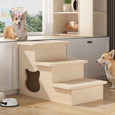 寵物樓梯狗狗樓梯台階小型犬上床爬床梯子床邊小樓梯小狗貓爬梯, 寵物爬梯三層（木質帶窩）,爬梯, 1個