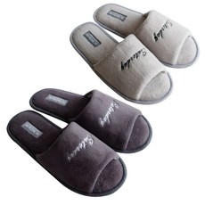 LABELLCO Hug Saterday刺繡室內拖鞋組 2款入, 灰色/炭灰色