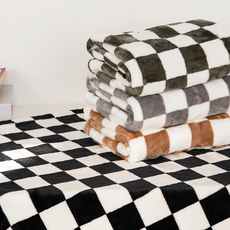 BS 극세사 체커보드 담요 블랙 1개 집순이 캠핑 차박, 상세페이지 참조